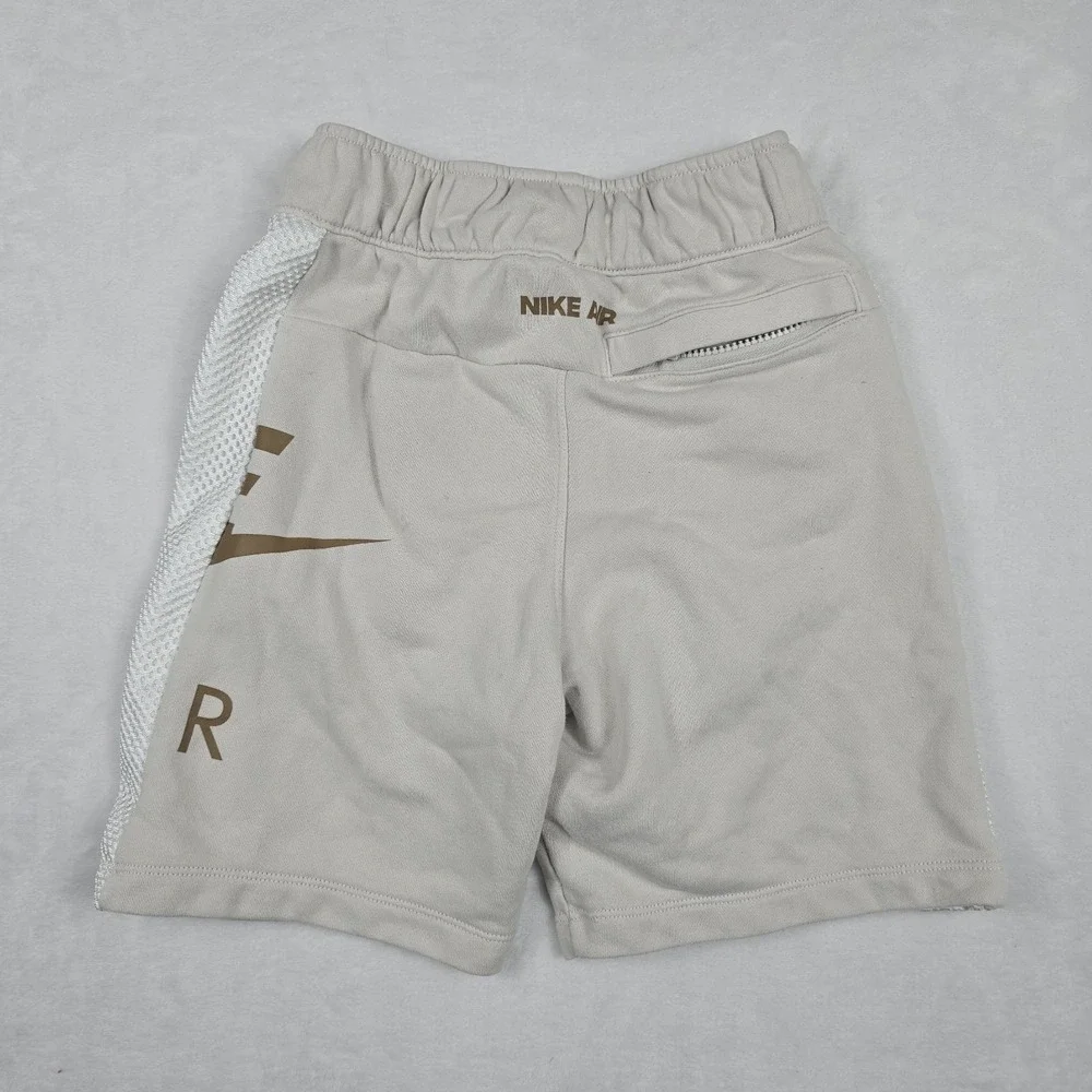 Nike Air Boys French Terry Mesh Panel Athletic Shorts Grey Khaki Medium
